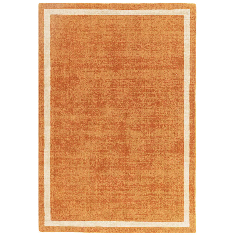 Anwitha Bordered Handmade Orange Area Rug, Rectangle 200 x 300cm