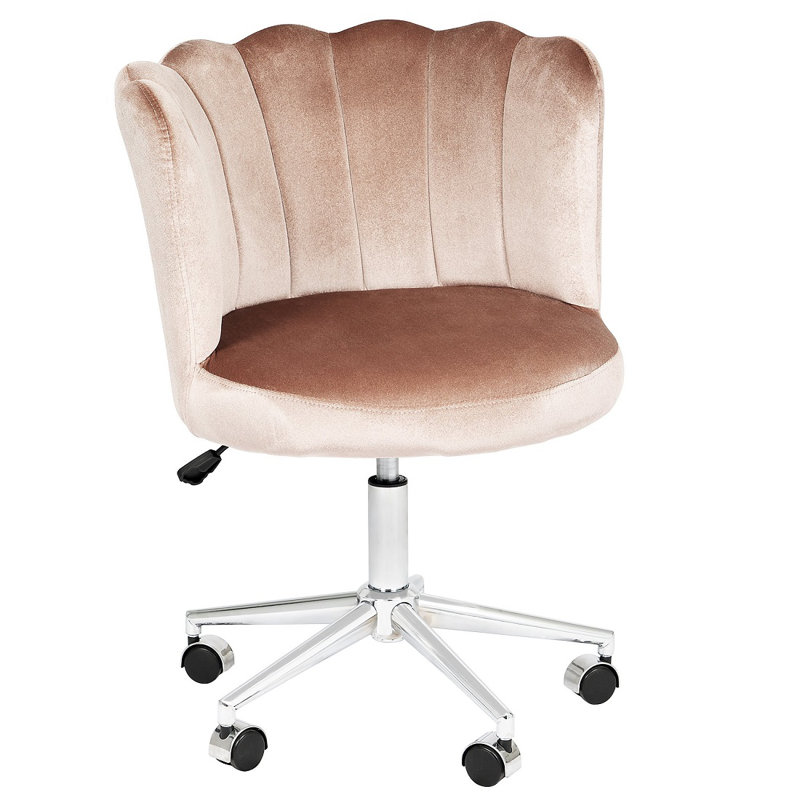 Alana Vanity Chair with 360 Degrees Swivel, Desk Seat with Adjustable Height and Wheelbase, Pink