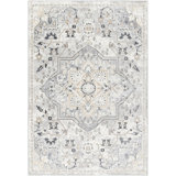 Rectangle Oriental Machine Woven Polypropylene/Polyester Area Rug in Ivory
