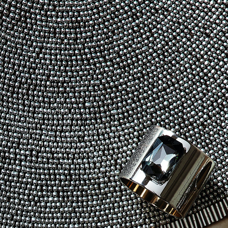 Set of 2 Single Gem Napkin Rings, Grey