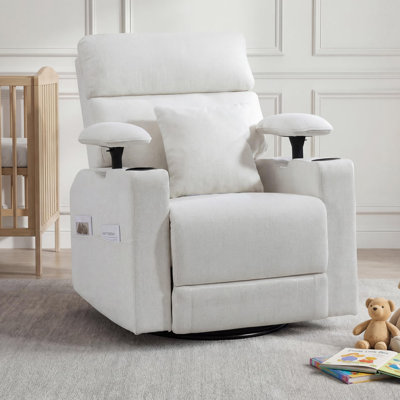 360°Swivel Rocker Recliner Chair With Adjustable Armrests&Headrest,Nursery Glider For Breastfeeding