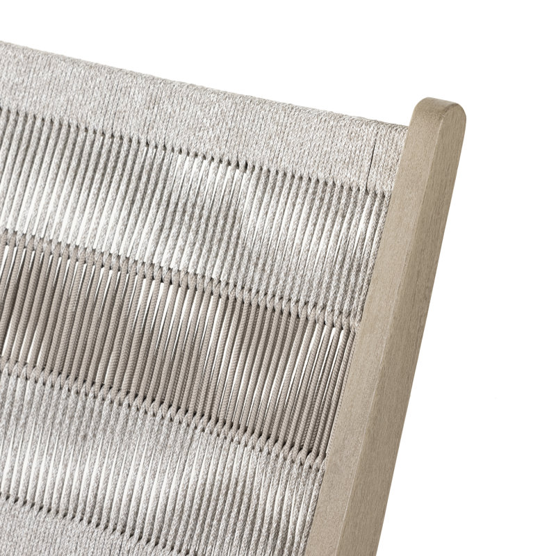 Julian Outdoor Teak Lounge Chair, Heathered Gray Rope, Weathered Gray
