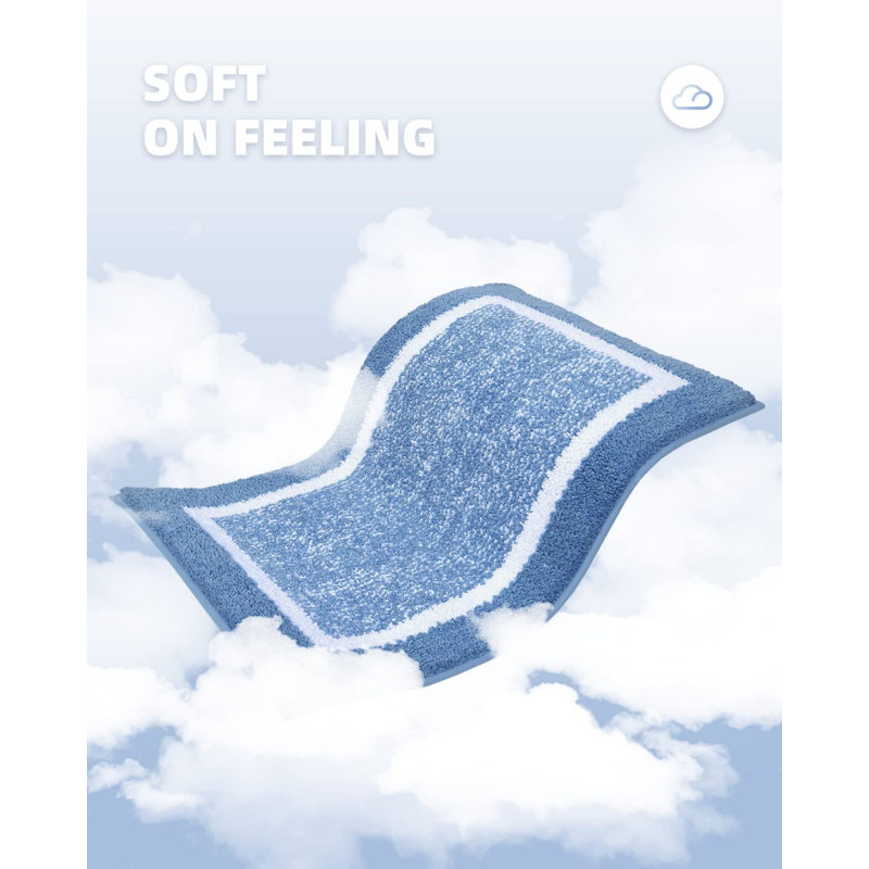 Tapis pour salle de bain en microfibre / microsuède (ensemble de 2), Bleu,  L 30 po x l 20 po
