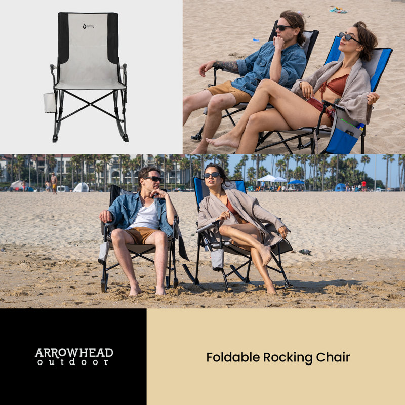 Foldable Rocking Chair, Gray/Black