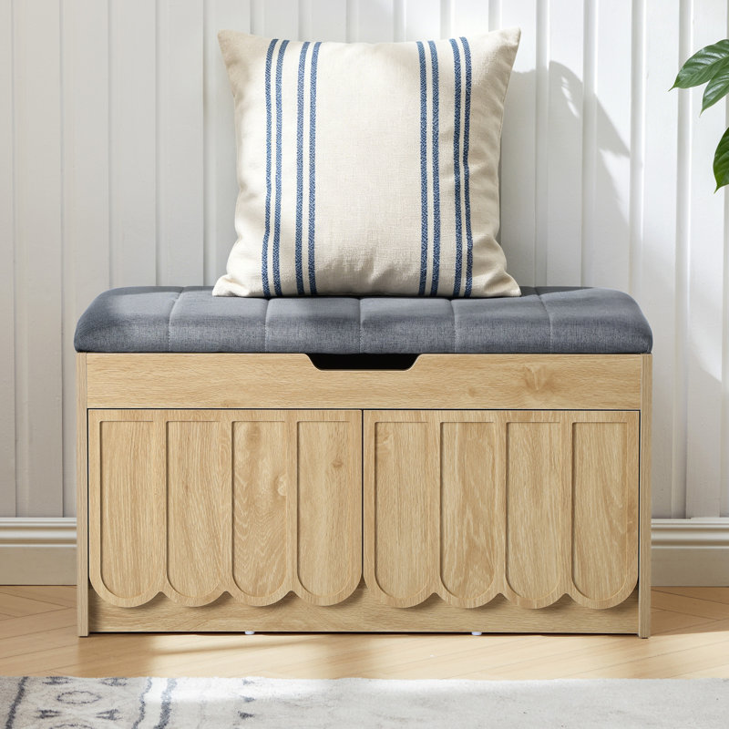 Banc de rangement rembourré pour chaussures, Natural