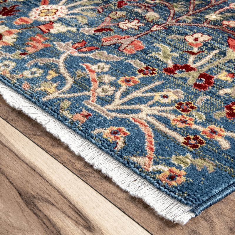 Tapis bleu / orange Daves, Tapis de couloir 2 pi 6 po x 6 pi