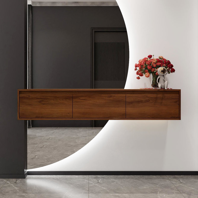 Armoire de salle de bain moderne 60 po, tiroir à fermeture en douceur - rangement ébène brun contemporain