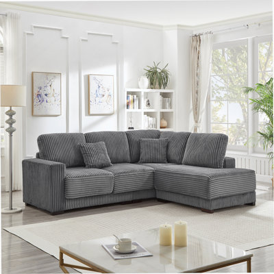 93 Inch L Shaped Sectional Sofa With Reversible Chaise, Soft Corduroy Upholstery For Comfort And Style In Living Rooms And Apartments