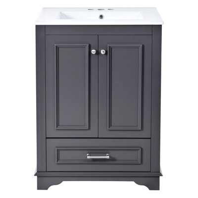 Meuble-lavabo de salle de bain avec lavabo en céramique 24 po - Armoire et finition modernes