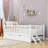 Platform Bed With Guardrail And Pull-Out Trundle-2127473112