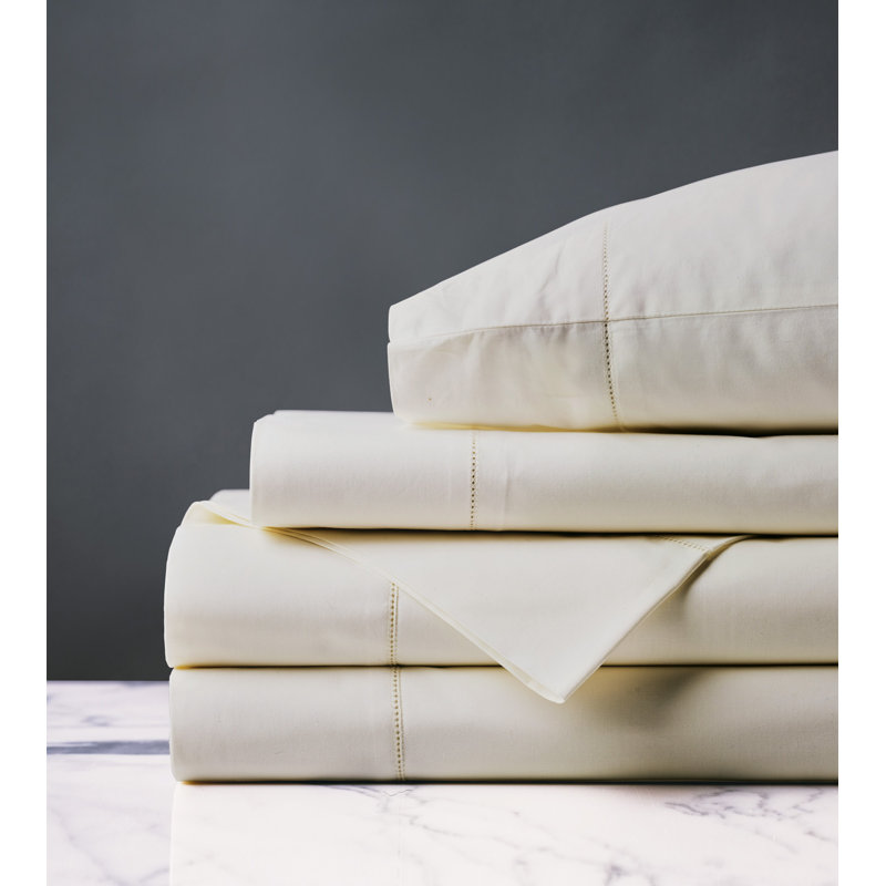 Gianna Percale Sheet Set, King Sheet Set + 2 Pillowcases, Ivory