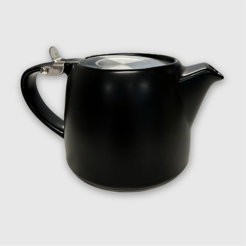 Théière en céramique 17 onces avec infuseur en acier inoxydable, noir
