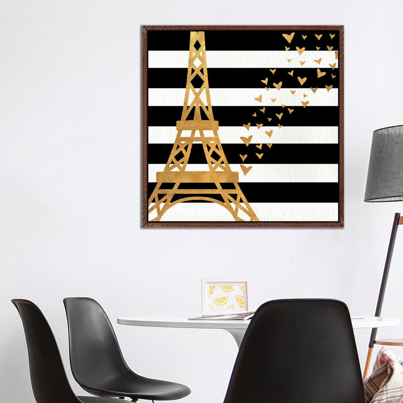 Eiffel Tower Love by Sd Graphics Studio - Print on Canvas, 66.04 cm H x 66.04 cm W, Brown Framed Canvas