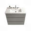 Meuble-lavabo de salle de bain avec lavabo avec 3 trous de robinet, grand meuble-lavabo autoportant pour salle de bain moderne, lavabo blanc monobloc sans drain ni robinet, pré-assemblé