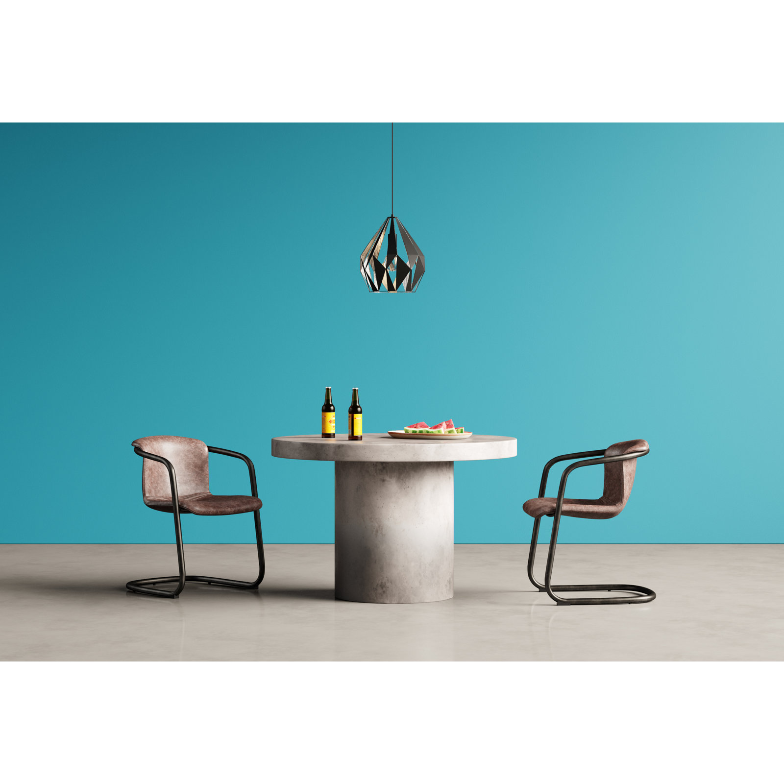 Kareen 59" Concrete Dining Table, Dark Gray, 60" Round  , Dining Table (30.25" Height)