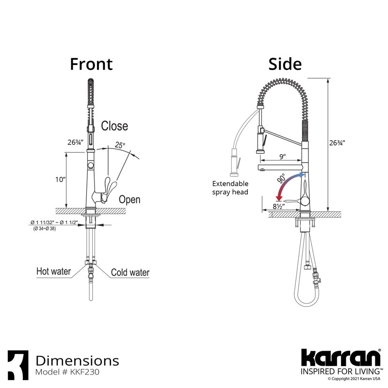 Robinet de cuisine Karran Tumba, Chrome
