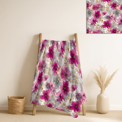 Fuschia Whisper II - Couverture chaude florale, jeté douillet Cottage