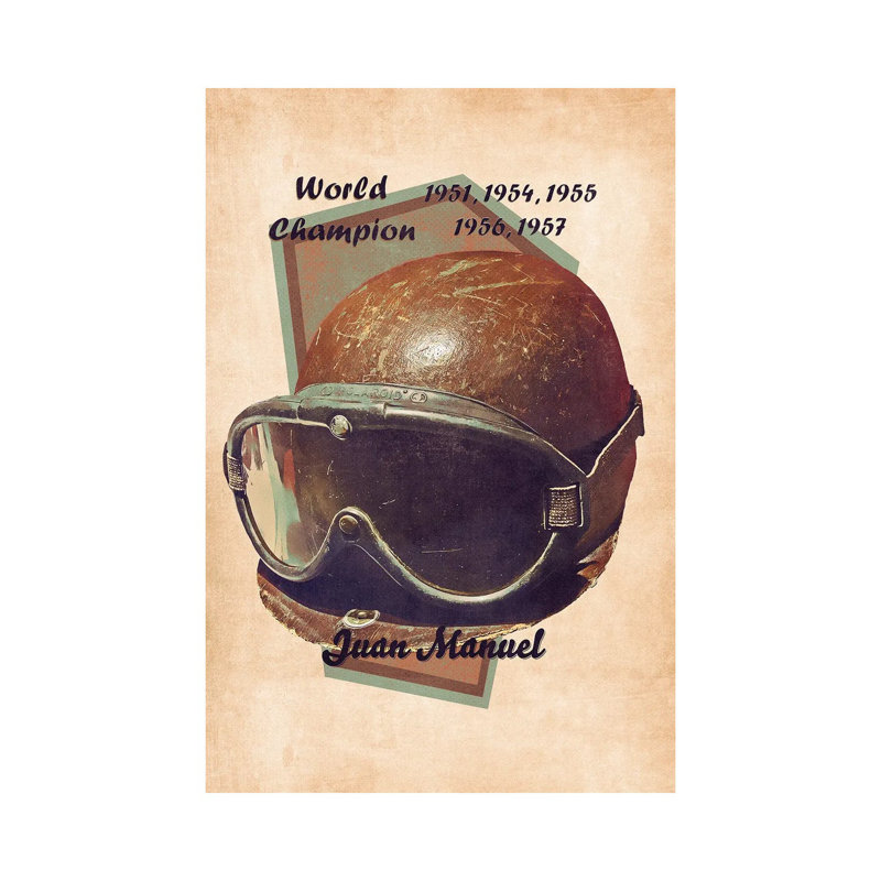 Juan Manuel Fangio's Helmet Retro by Pop Cult Posters - Wrapped Canvas Print