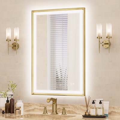 Elegant Beveled Frame Bathroom LED Mirrors for Over Sink, Aluminum Frame Bathroom Mirror, Easy Install & Clean Wall Mirror