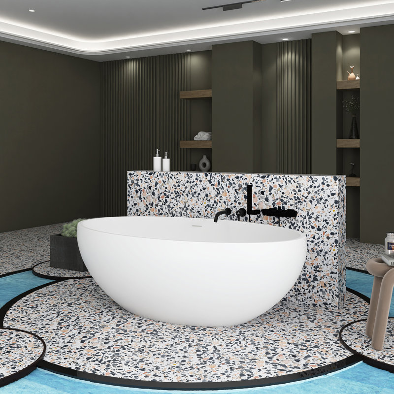 66.93'' x 39.37'' Soaking Solid Surface Bathtub