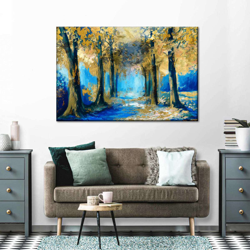 Forêt abstraite - reproduction sur toile tendue, H 16 po x l 24 po x P 1,25 po