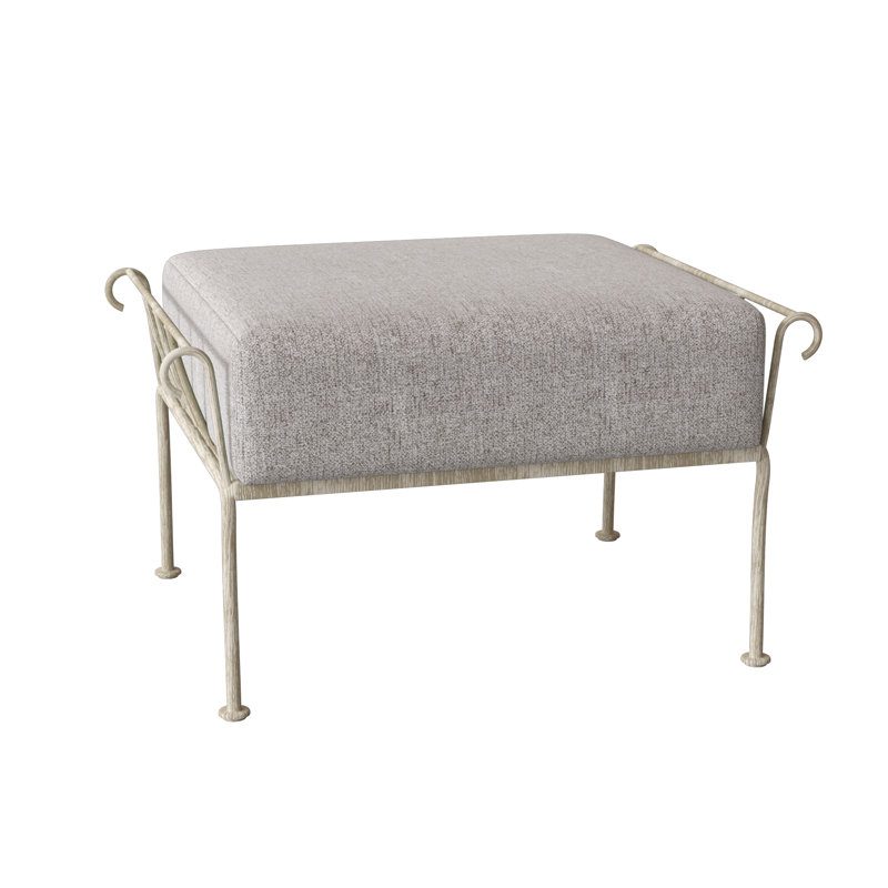 Terrace Outdoor Ottoman, Weathered White, Canvas Bird's Eye Sunbrella® Canvas