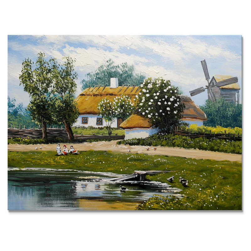«Old Rustic Village Lanscape VI», reproduction d'art sur toile, H 8 po x l 12 po x P 1 po, Toile tendue