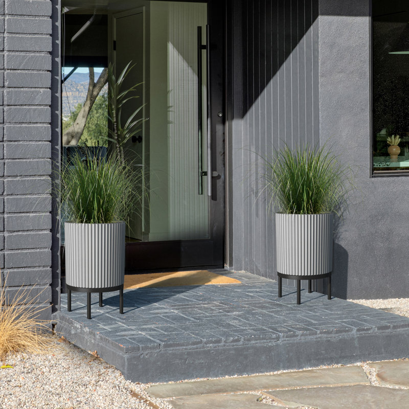 Jardinière Demi Series avec support, 2, Gris / Noir, H 22 po x l 14,75 po x P 14,75 po