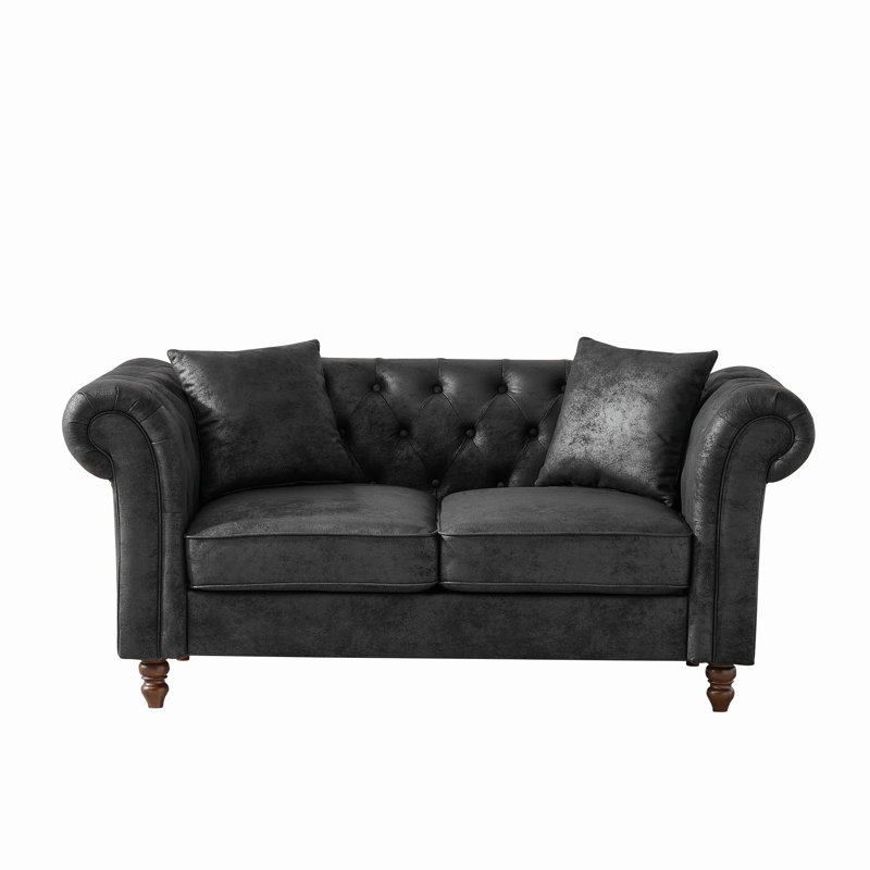 Canapé en tissu 66 po Chesterfield?, Noir