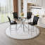 Ensemble de 2 tables de bar et tabourets de bar à hauteur fixe en verre Modern-734360753-734360754