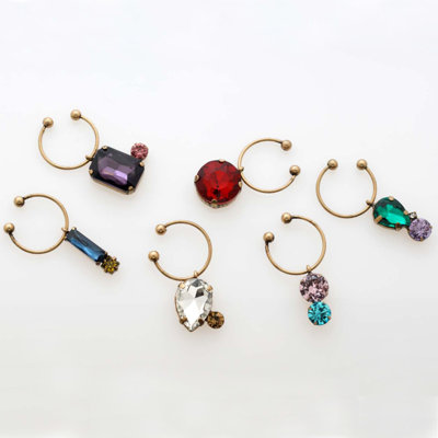 6 Piece Jeweled Wine Charm Set