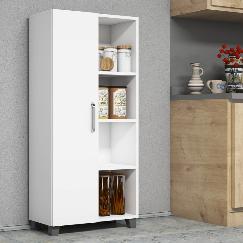 Burroughs 129.6cm Kitchen Pantry, White