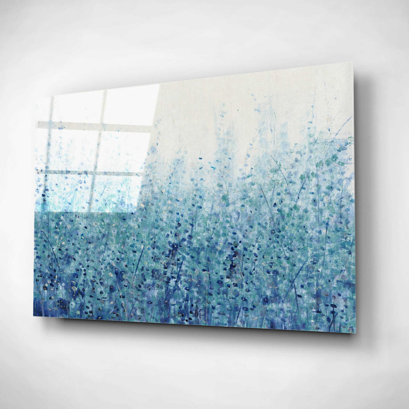 «Misty Blues I» par Tim O'Toole, art mural en verre acrylique, H 16 po x l 24 po x P 0,2 po