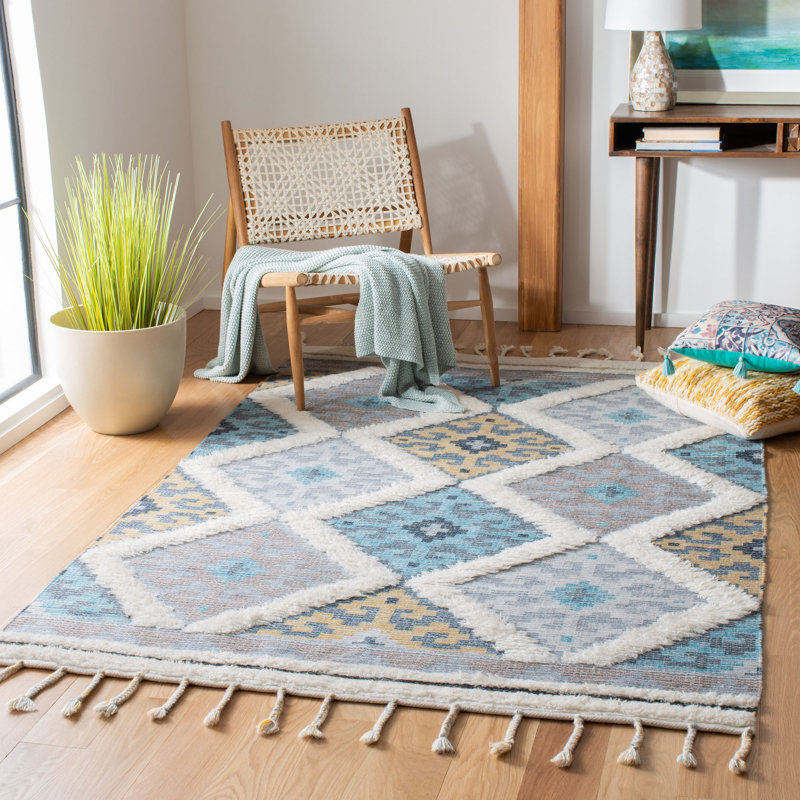 Tapis bleu en laine Joppatowne, Rectangle 4 pi x 6 pi