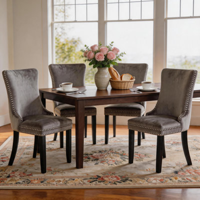 Tufted Modern Velvet Kitchen Upholstered Side Chairs Dining Chairs Set of 4