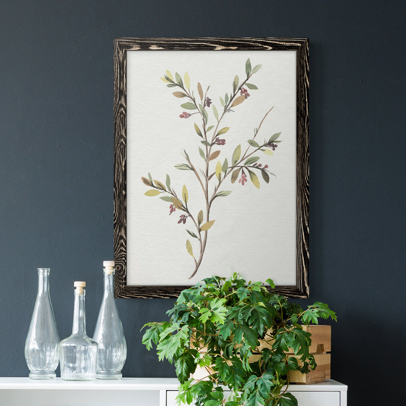 Toile simple encadrée Premium Sprig II - prête à être accrochée, H 24 po x l 20 po x P 1 po, Noir