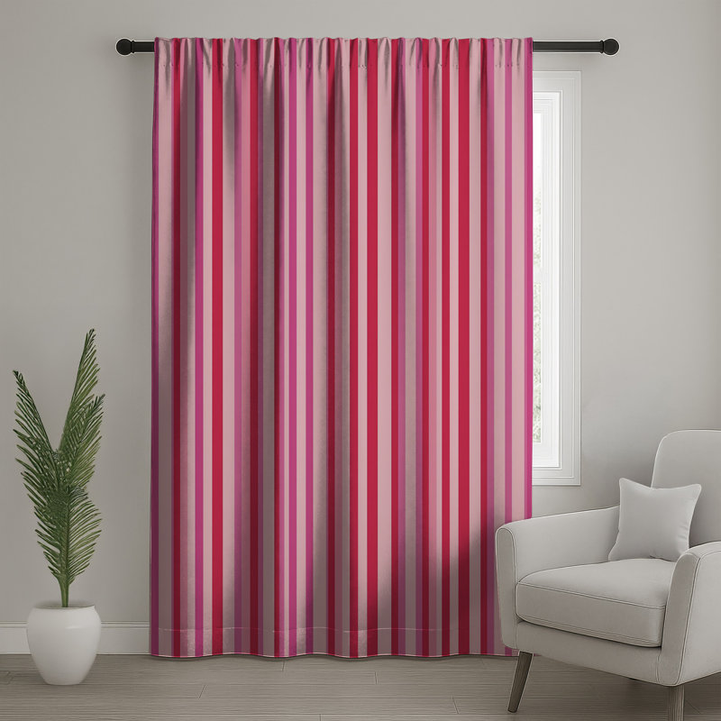 Rideaux de fenêtre à rayures roses, voilages et voilages à motif - 1 panneau, Blocage, 50" x 80" - 1 Panel