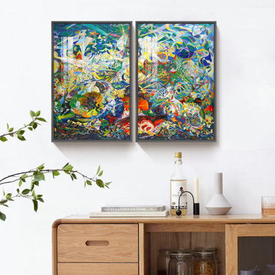 " Leaf And Geometric Shape " 2 - Pieces