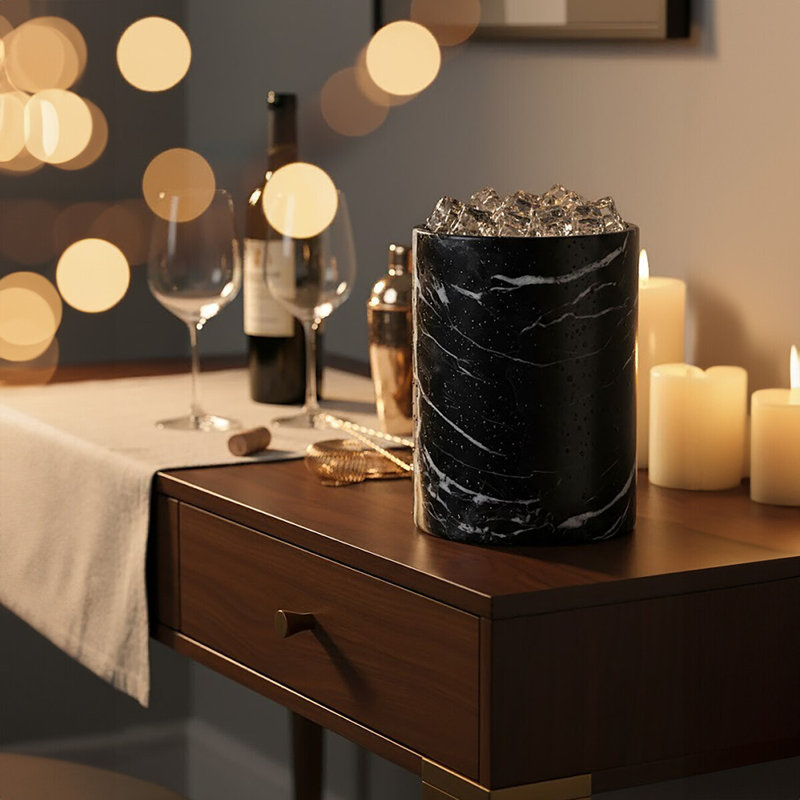 Brenlee Black Marble Ice Bucket