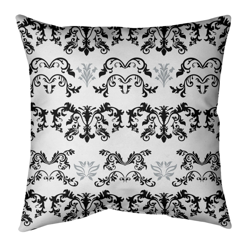 Housse de coussin Oakland Football Baroque, Faux lin, Blanc / noir / gris, 18" x 18"