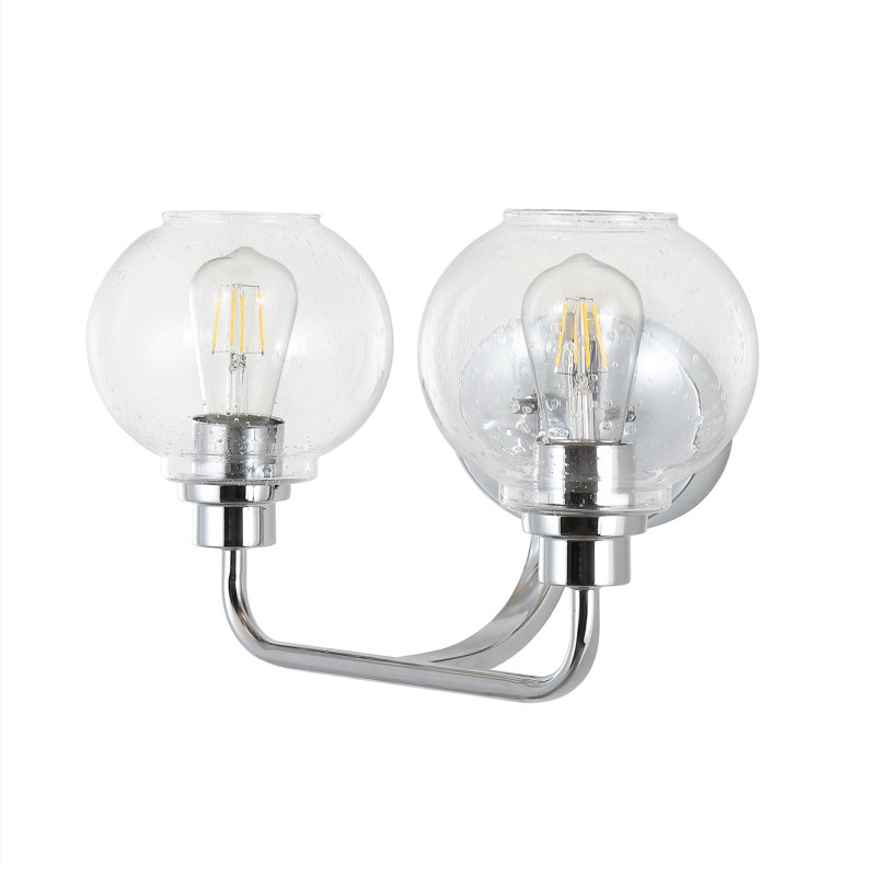 Daulton Iron/Seeded Glass Cottage Rustic LED Vanity Light, Chrome, 2