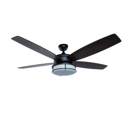 Palisade 52 inch Indoor/Outdoor Matte Black Ceiling Fan with LED Light Kit and Remote Control