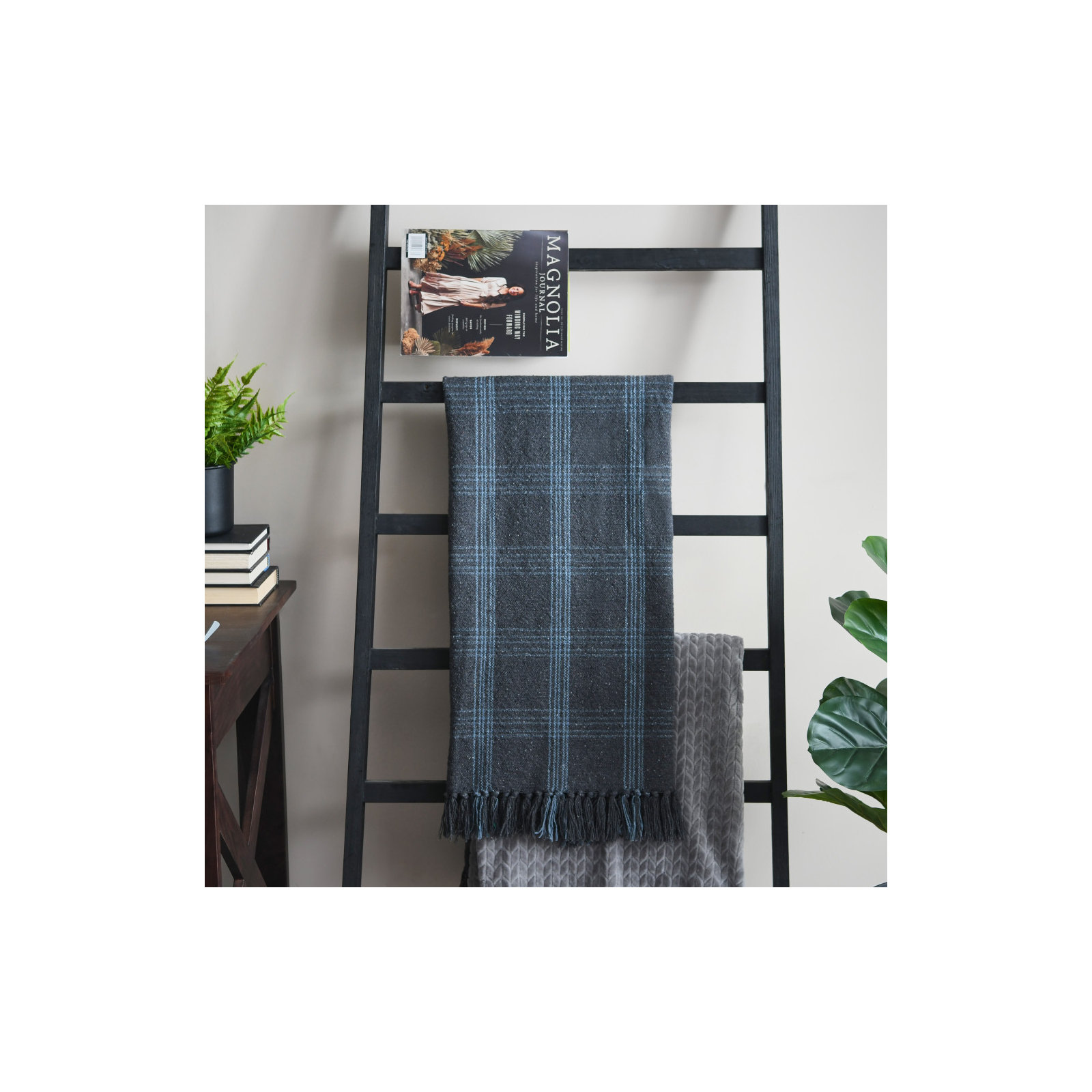 Eura Cotton Hand Woven Throw Blanket, Gray