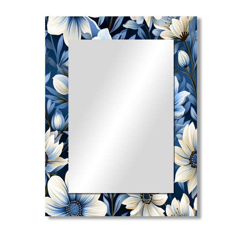 Motif floral Mermec Tribal Elegance - miroir floral, miroir mural floral, 40 po x 30 po