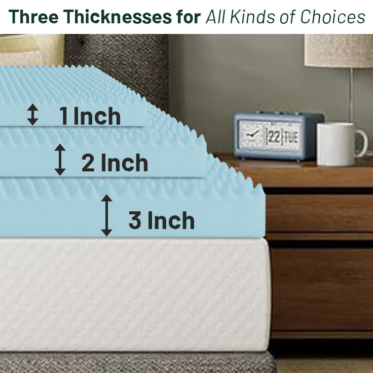 Gel Memory Foam Convoluted Toppers with Orthopedic Benefits, Relieves Pain & Provides Back Support, Full, 2"