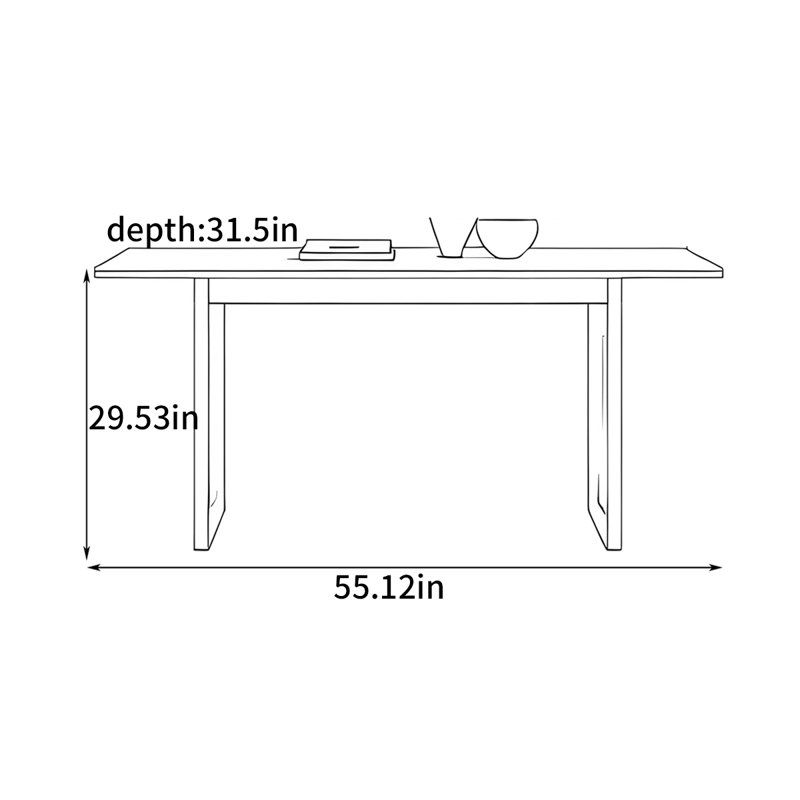 Rectangular home creative dining table, 29.53"H x 55.12"L x 31.5"W