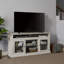 Meuble télé contemporain de 60" de large, gris pierre, 3 tablettes réglables et surface lisse pour téléviseurs jusqu'à 65".