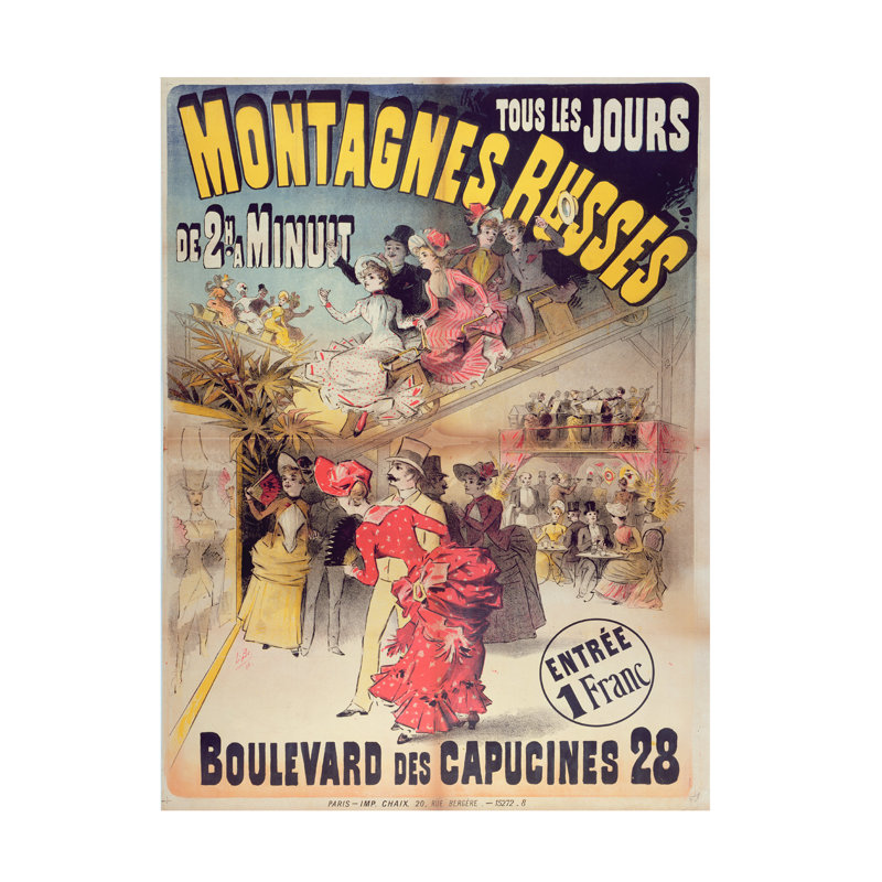Art français sur toile, école française Montagnes Russes, Paris, 1888, H 24 po x l 18 po