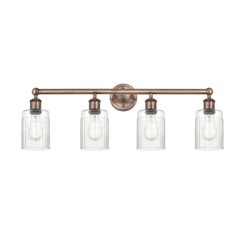 Éclairage pour meuble-lavabo à 4 lumières à intensité variable Kamena, Transparent, Cuivre antique