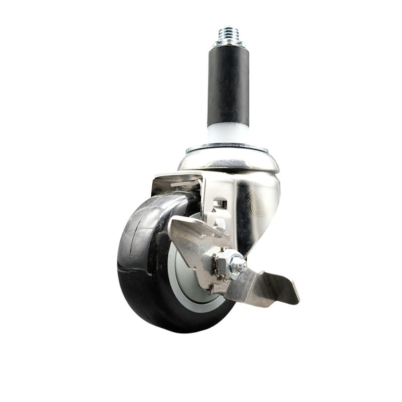 Polyurethane Swivel Expanding Stem Caster Brake, 3" H x 3" W